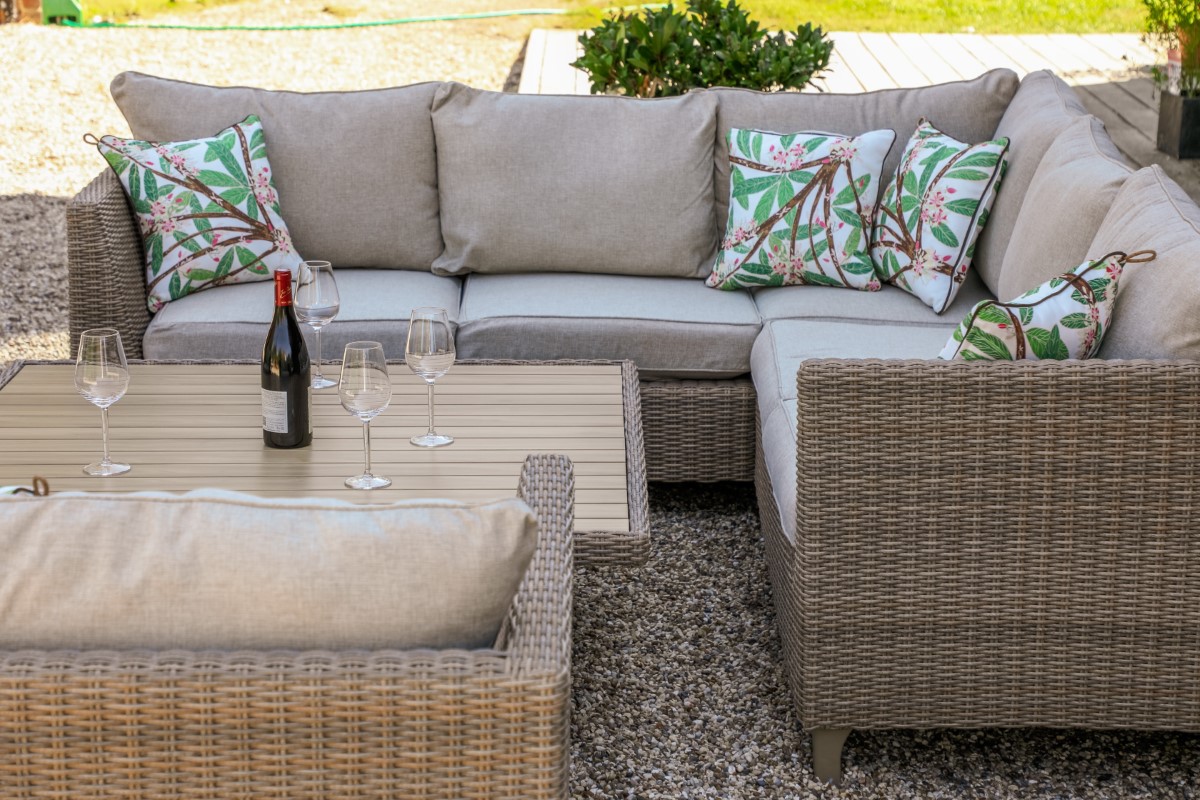 LifestyleGarden Bermuda Casual Corner Set including Sofa Chairs in Natural