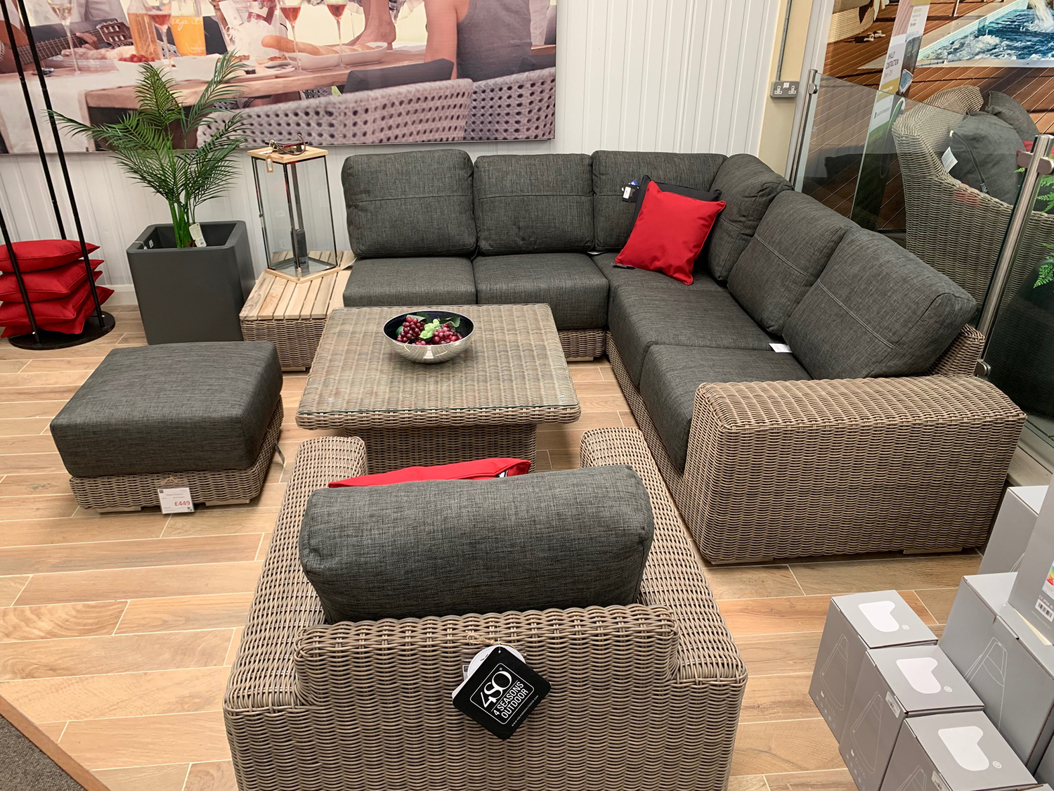 4 Seasons Outdoor Kingston High-Low Corner Lounge Set in Pure Weave