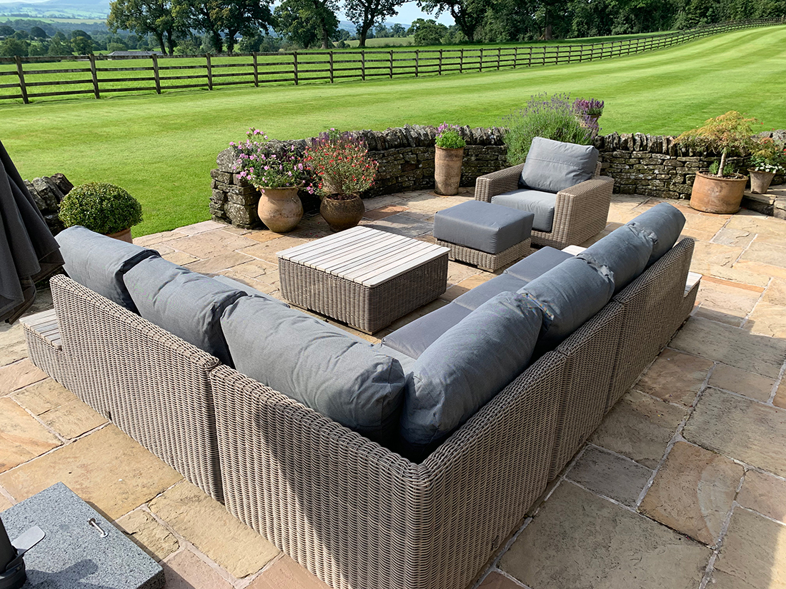 4 Seasons Outdoor Kingston Large Teak Corner Set in Pure Weave | Garden Furniture Online