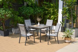 LifestyleGarden Urbanite Panama Dark 4 Seat Stacking Dining Set | Garden Furniture Online