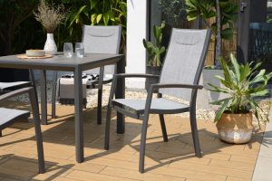 LifestyleGarden Urbanite Panama Dark 4 Seat Stacking Dining Set | Garden Furniture Online