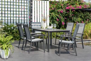 LifestyleGarden Urbanite Panama Dark 6 Seat Stacking Dining Set | Garden Furniture Online