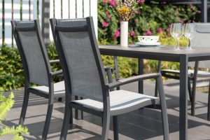 LifestyleGarden Urbanite Panama Dark 6 Seat Stacking Dining Set | Garden Furniture Online