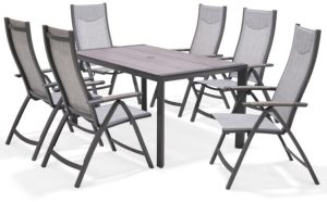 LifestyleGarden Urbanite Panama Dark 6 Seat Reclining Dining Set | Garden Furniture Online