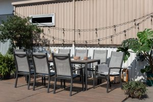 LifestyleGarden Urbanite Panama Dark 8 Seat Stacking Dining Set | Garden Furniture Online