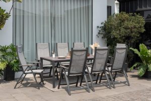 LifestyleGarden Urbanite Panama Dark 8 Seat Reclining Dining Set | Garden Furniture Online