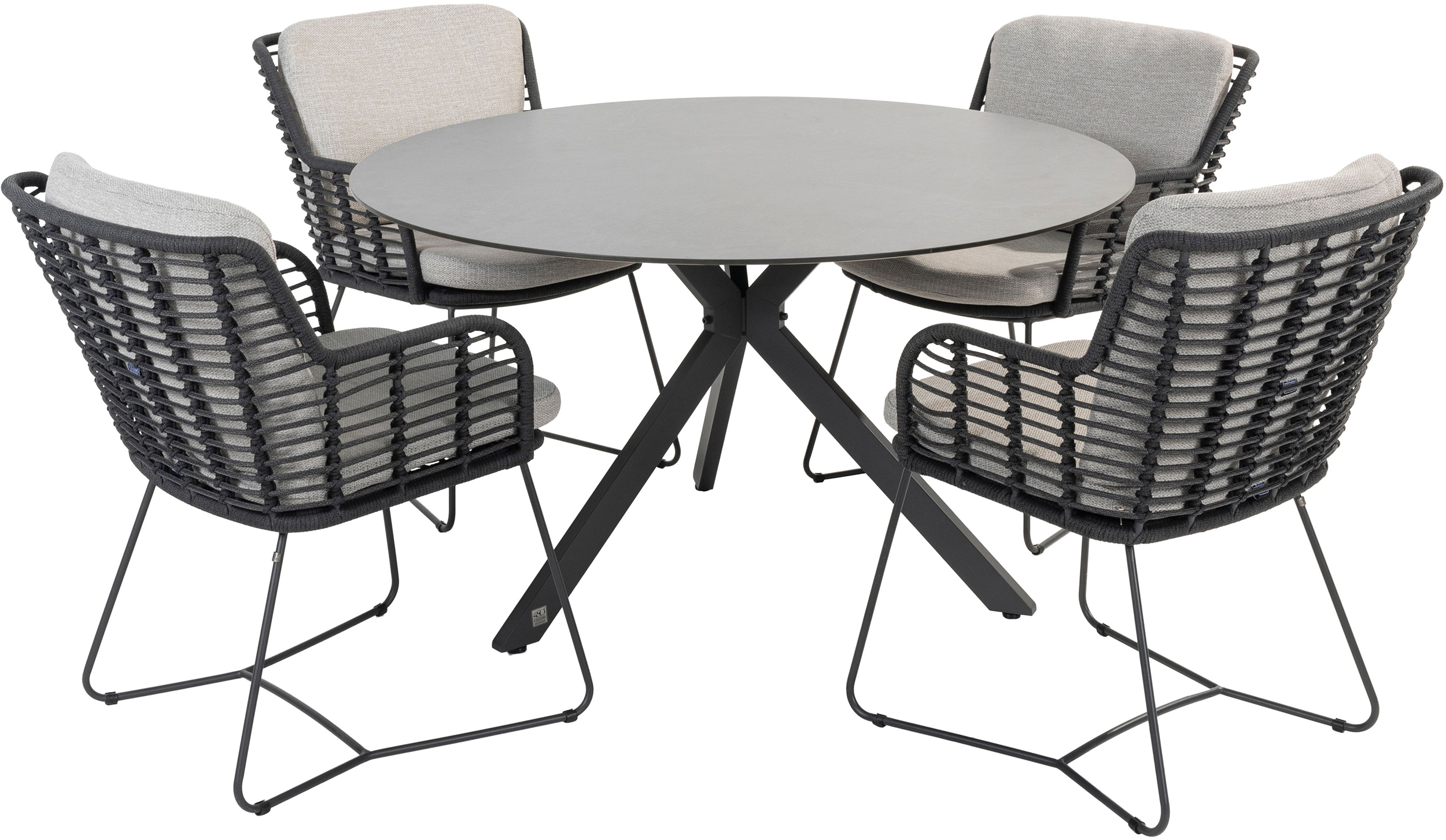 4 Seasons Outdoor Fabrice 4 Seat Round HPL Dining Set | Garden Furniture Online