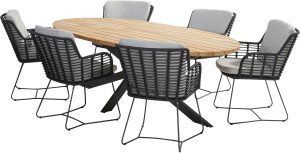 4 Seasons Outdoor Fabrice 6 Seat Elipse Dining Set | Garden Furniture Online