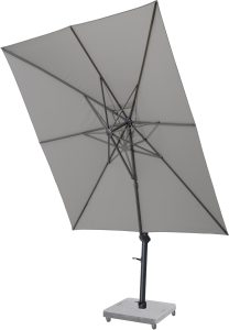 4 Seasons Outdoor Siesta 3m Square Charcoal Parasol with 125kg Granite Base and Wheels | Garden Furniture Online