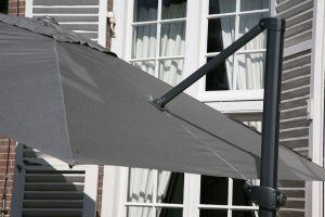 4 Seasons Outdoor Siesta 3m Square Charcoal Parasol with 125kg Granite Base and Wheels | Garden Furniture Online