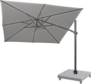 4 Seasons Outdoor Siesta Premium 3m Square Charcoal Parasol with 125kg Granite Base and Wheels | Garden Furniture Online