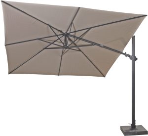 4 Seasons Outdoor Siesta Premium 3m Square Taupe Parasol with 125kg Granite Base and Wheels | Garden Furniture Online