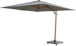 4 Seasons Outdoor Siesta Premium 3m Square Charcoal Wood Look Frame Parasol with 125kg Granite Base and Wheels | Garden Furniture Online