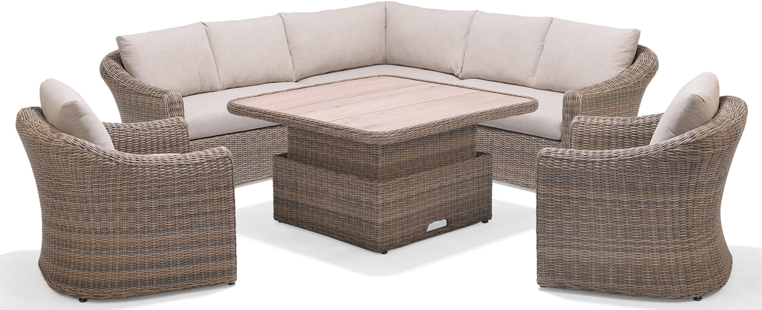 LifestyleGarden Martinique Natural Casual Corner Dining Chair Set | Garden Furniture Online