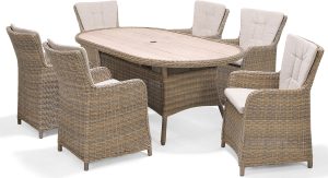 LifestyleGarden Martinique Natural 6 Seat Dining Set | Garden Furniture Online