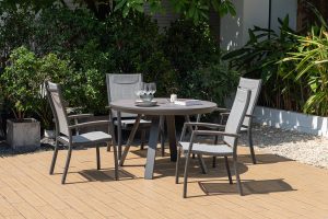 LifestyleGarden Urbanite Panama Dark 4 Seat Round Dining Set | Garden Furniture Online