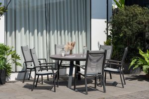 LifestyleGarden Urbanite Panama Dark 6 Seat Round Dining Set | Garden Furniture Online