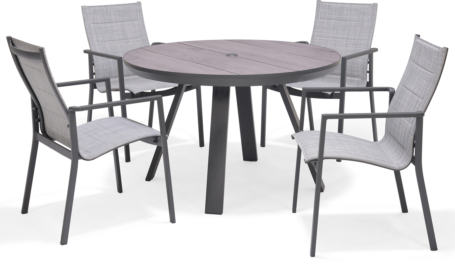 LifestyleGarden Urbanite Dark 4 Seat Round Padded Dining Set | Garden Furniture Online