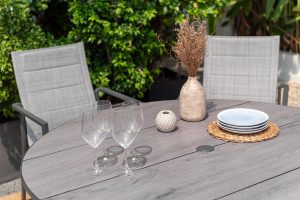 LifestyleGarden Urbanite Dark 6 Seat Round Padded Dining Set | Garden Furniture Online