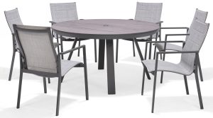 LifestyleGarden Urbanite Dark 6 Seat Round Padded Dining Set | Garden Furniture Online