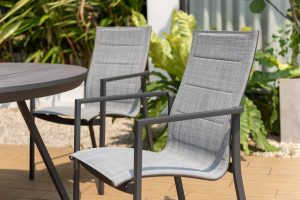 LifestyleGarden Urbanite Dark 6 Seat Round Padded Dining Set | Garden Furniture Online