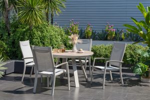 LifestyleGarden Urbanite Panama Sand 4 Seat Round Dining Set | Garden Furniture Online