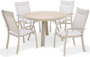 LifestyleGarden Urbanite Panama Sand 4 Seat Round Dining Set | Garden Furniture Online