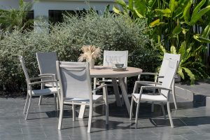 LifestyleGarden Urbanite Panama Sand 6 Seat Round Dining Set | Garden Furniture Online