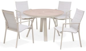 LifestyleGarden Urbanite Sand 4 Seat Round Padded Dining Set | Garden Furniture Online