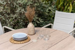 LifestyleGarden Urbanite Sand 4 Seat Round Padded Dining Set | Garden Furniture Online