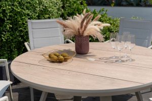 LifestyleGarden Urbanite Sand 6 Seat Round Padded Dining Set | Garden Furniture Online