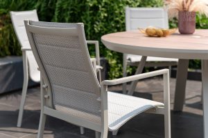 LifestyleGarden Urbanite Sand 6 Seat Round Padded Dining Set | Garden Furniture Online