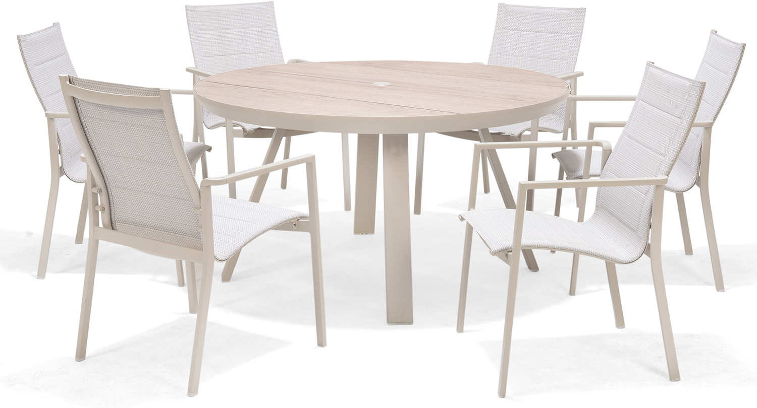 LifestyleGarden Urbanite Sand 6 Seat Round Padded Dining Set | Garden Furniture Online