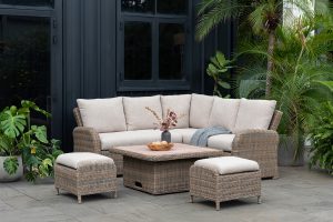 LifestyleGarden Martinique Natural Lite Casual Corner Ottoman Set | Garden Furniture Online