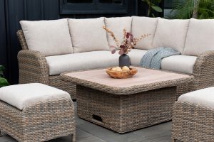 LifestyleGarden Martinique Natural Lite Casual Corner Ottoman Set | Garden Furniture Online