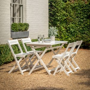 Gallery Outdoor Lindos White Folding Dining Set | Garden Furniture Online