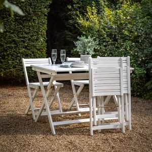 Gallery Outdoor Lindos White Folding Dining Set | Garden Furniture Online