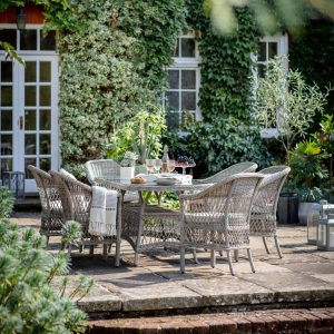 Gallery Outdoor Menton 6 Seater Oval Dining Set Stone | Garden Furniture Online