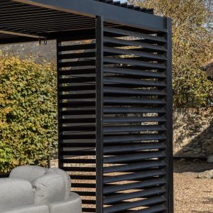 Gallery Outdoor Messina Pergola Louvre Screen Black 1230x2180mm | Garden Furniture Online