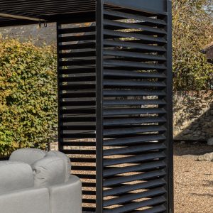 Gallery Outdoor Messina Pergola Louvre Screen Black 1230x2180mm | Garden Furniture Online